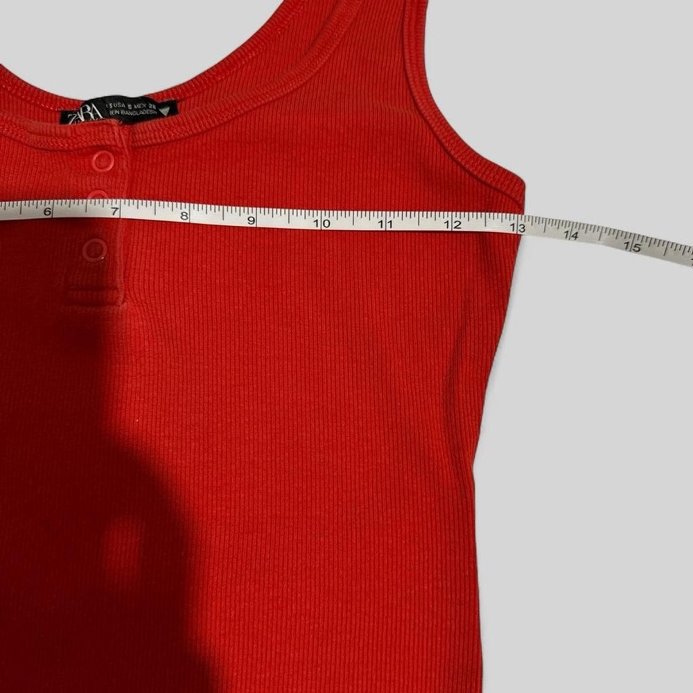 Zara Ribbed Button-Front Tank Top - Red - Picture 3 of 6
